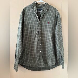RALPH LAUREN Shirt Mens Size XL Green Red Pony Plaid Long Sleeve Button Down